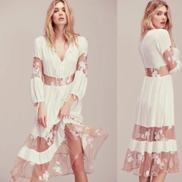 For Love & Lemons Eva midi Dress in white, New with Tags - Picture 1 of 8